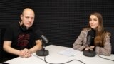 Jurnalista Silvia Rotaru și autorul podcastului „În esență...” Eugen Urușciuc