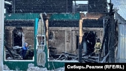 The aftermath of the deadly blaze at an old people's home in Kemerovo. 