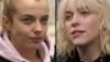 Combination of photos of the Macedonian singer Tamara Volceska (video grab) and singer Billie Eilish, (Reuters photo)