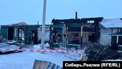 Останките от изгорелия дом за възрастни хора в Кемерово, Сибир.