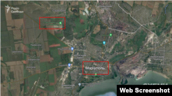 Скріншот Google Maps з розташуванням Старокримського кладовища біля міста Маріуполь