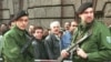 Police guard the entrance for the public of a Berlin court where one of the trials related to the Mykonos assassination took place, April 10, 1997. FILE PHOTO