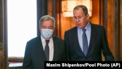 Antonio Guterres i Sergej Lavrov, Moskva, 26. april 2022.