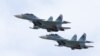 Armenia -- Su-30SM fighter jets of the Armenian Air Force fly over Yerevan, May 5, 2020. 