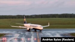 Самалёт Ryanair прызямліўся ў Вільні. 23 траўня 2021 г.