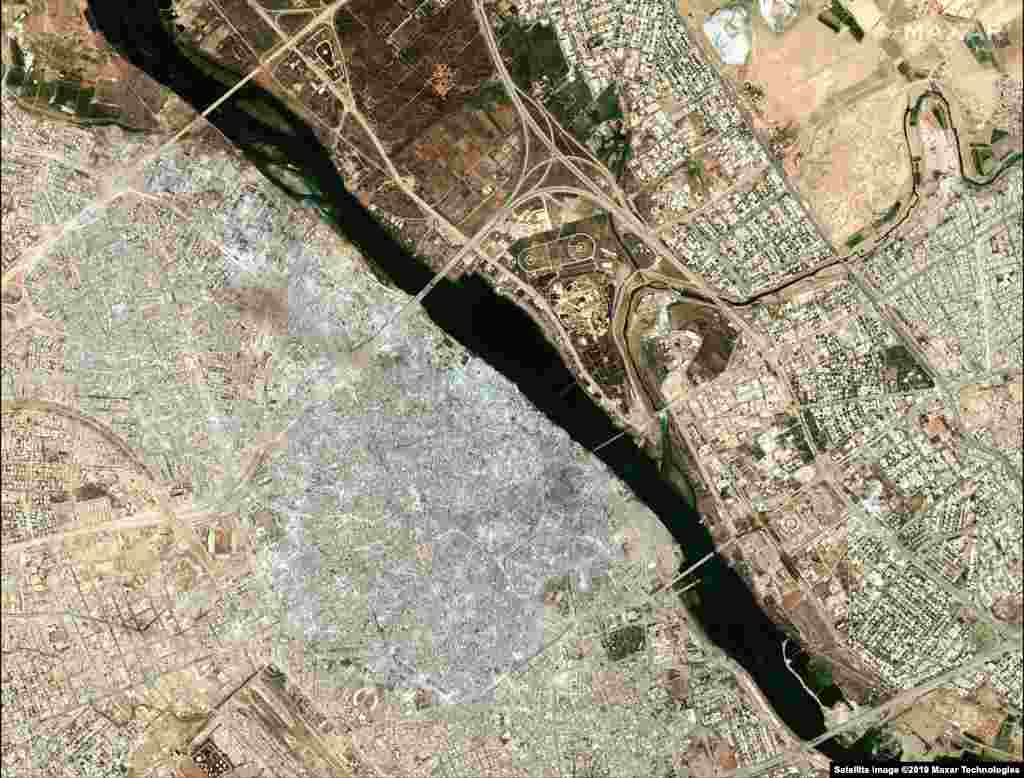 SYRIA -- Satellite image shows an overview of old city and east Mosul, July 8, 2017