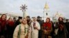 People celebrate Orthodox Christmas in central Kyiv on January 7.