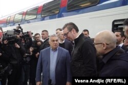 Orbán și Vučić inaugurează ruta feroviară Novi Sad - Budapesta, 19 martie 2022.