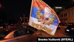 Vožnja u znak podrške Rusiji u Kragujevcu, u centralnoj Srbiji, 19. marta 2022.