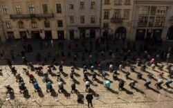 Karrocet boshe të vendosura në qytetin Lviv.