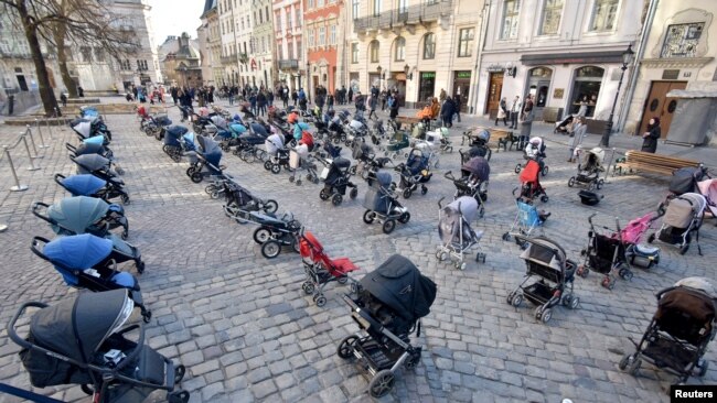 Karrocet boshe të vendosura në qytetin Lviv.