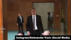 Predsednik Srbije Aleksandar Vučić je rekao 26. aprila da će Srbija nastaviti svojim evropskim putem, uz očuvanje prijateljskih odnosa sa Rusijom. Fotografija: 22. mart 2022. 
