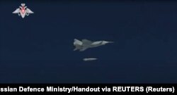 МиГ-31 ұшағы "Қанжар" ракетасы тастаған сәт. 19 ақпан 2022 жыл.