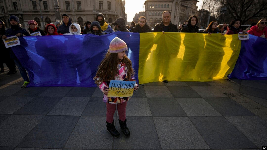 Protest față de războiul ordonat de Vladimir Putin împotriva Ucrainei. București, 20 martie 2022. 