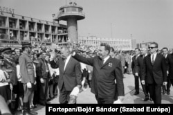 Budapest, Ferihegyi (ma Liszt Ferenc) repülőtér, A. N. Koszigin és L. I. Brezsnyev fogadása 1967-ben