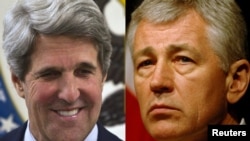 U.S.Secretary of State John Kerry (left) and Defense Secretary Chuck Hagel are due to testify before the Senate Foreign Relations Committee.