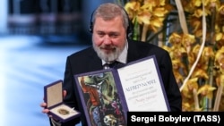 Dmitry Muratov at the 2021 Nobel Peace Prize award ceremony in Oslo in December 2021.