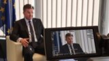 EU Special Representative for the Belgrade-Pristina Dialogue and other Western Balkan regional issues Miroslav Lajcak during the interview for Radio Free Europe, Brussels, 23 March 2022