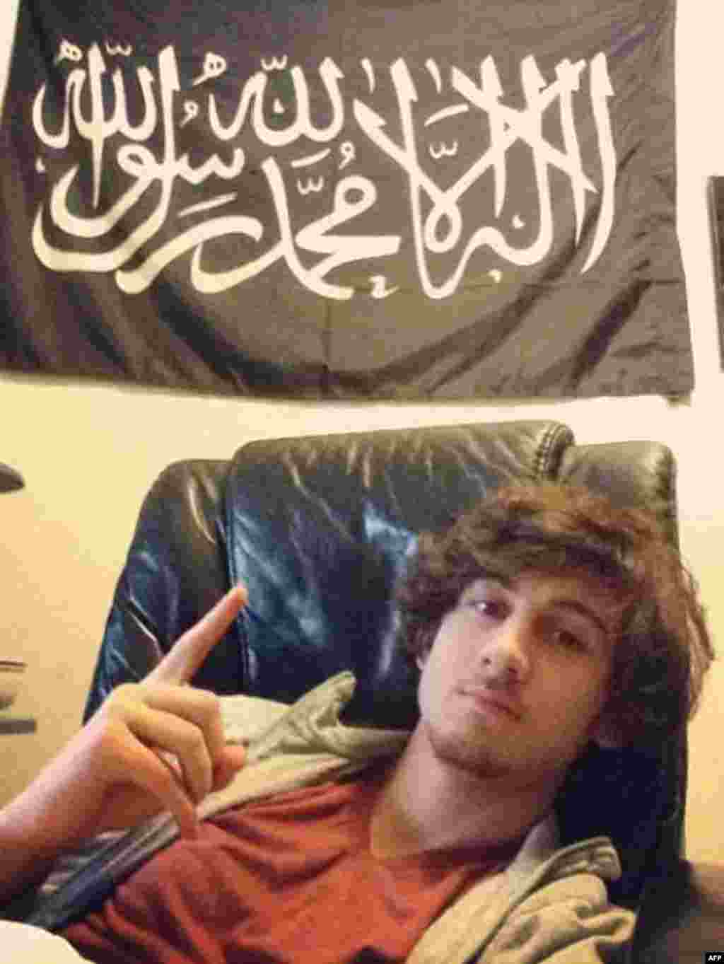 A photo of Dzhokhar Tsarnaev taken at his home in Cambridge, Massachusetts, that was used as evidence in his trial.&nbsp;