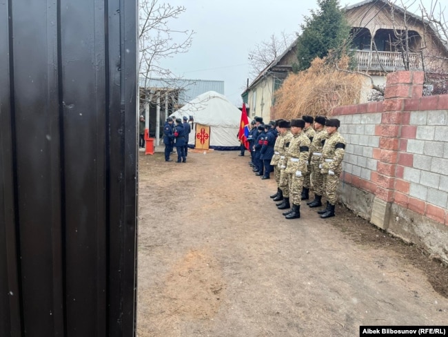 The funeral of 20-year-old Egamberdi Dorboev in his home village of Kara-Oi in Kyrgyzstan's Issyk-Kul Province.