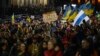 People participate in a demonstration to support Ukraine in Sofia, on March 24, 2022.
