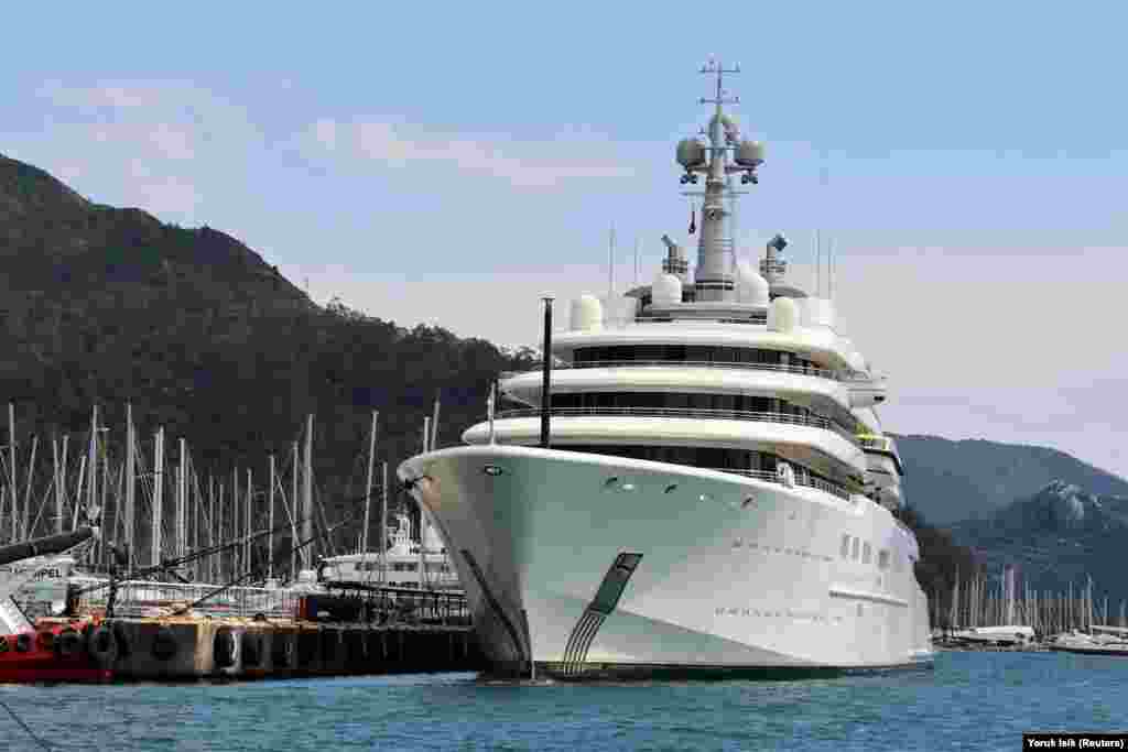 Billionair Roman Abramovich&#39;s Eclipse is one of the world&#39;s longest private yachts at 162 meters. Estimated to be worth $500 million, the Eclipse escaped seizure by sailing to the Turkish port of Marmaris. Abramovich has had longtime ties with Putin and built his fortune with the help of Kremlin insiders.