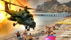 Курортный сезон в Крыму во время полномасштабного вторжения РФ в Украину, коллаж