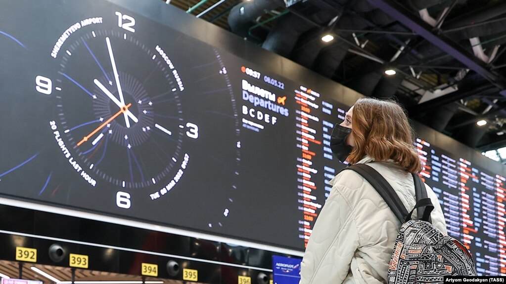 Аеропорт «Шереметьєво», 8 березня 2022 року. У цей день російська авіакомпанія «Аерофлот» зупинила всі міжнародні рейси, окрім польотів до Мінська