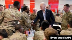 U.S. President Joe Biden meets with U.S. soldiers in Poland on March 25. 