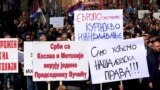 Banners at the protest in Mitrovica_Kosovo