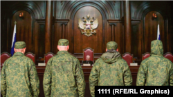 Коллаж: призывники и суд