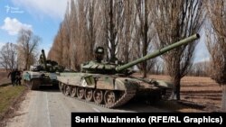 Покинутий танк в районі села Лук'янівка на Київщині
