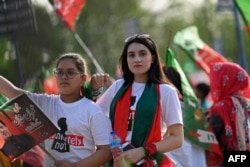 Protesters rally in support of Imran Khan in Islamabad on March 27.