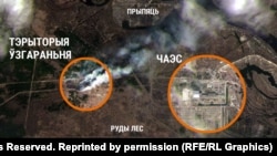 Çernobıl AES yaxınlığında yanğın görüntüləri