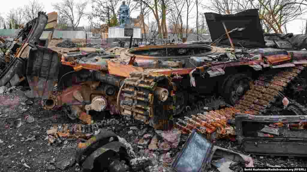 The remains of a Russian tank