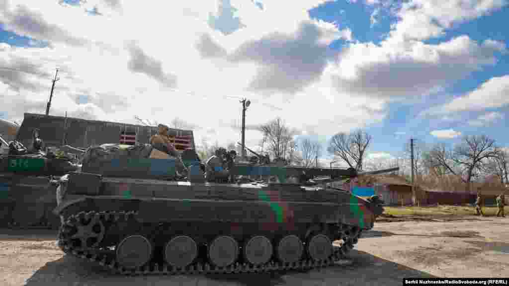 Ukrainian armored vehicles now patrol the village.