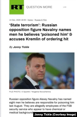 Статья Джонни Тикла об отравлении Навального, в которой изложены все версии