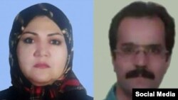 Political prisoners in Iran Hassan Sadeqi and his wife Fatemeh Mosanna. File Photos. 