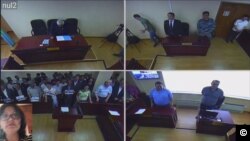 Скриншот фрагмента видеоконференции с апелляционного суда с компьютера адвоката активиста Серикжана Билаша Айман Умаровой. Алматы, 12 мая 2019 года. Скриншот сделан Айман Умаровой.