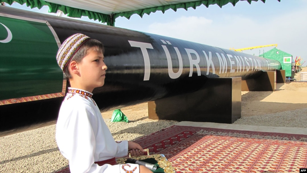 A Turkmen boy at an official launch ceremony for the East-West gas trunk pipeline in Shatlyk on May 31, 2010.