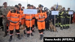 Vežba "Srbija 2018" koju su zajednički organizovali NATO evroatlantski centar za koordinaciju aktivnosti reagovanja u vanrednim situacijama (EADRCC) i Ministarstvo unutrašnjih poslova Srbije, Mladenovac, 7. oktobar 2018.