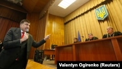 Mikheil Saakashvili speaks at a court hearing in Kyiv on January 22.