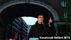 Karácsony Gergely főpolgármester az Egységben Magyarországért kampányzáró rendezvényén a budapesti Madách téren 2022. április 2-án.