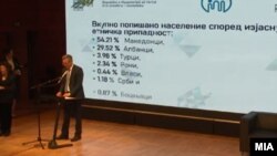 Директорот на Државниот завод за статистика Апостол Симовски ги презентира резултатите од Пописот одржан во 2021 година. 
