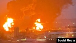 Пожар на нефтебазе в Белгороде, Россия