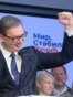 Serbia, Belgrade -- Leader of Serbian Progressive Party and Serbian president Aleksandar Vucic declares the electoral victory, April 3 2022