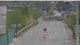 Punctul de trecere a frontierei Pervomaisc - Kuciurgan, pe segmentul transnistrean dintre R. Moldova și Ucraina. Acesta a fost blocat la începutul invaziei pe scară largă a Rusiei în Ucraina. Imagine de pe o cameră de supraveghere, 3 mai 2022.