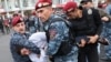 Armenia - Riot police arrest an opposition protester in Yerevan, May 2, 2022.