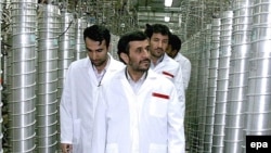 Iranian President Mahmud Ahmadinejad inspects the Natanz nuclear plant.