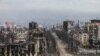 Ukraine -- A view of Mariupol from a destroyed building.